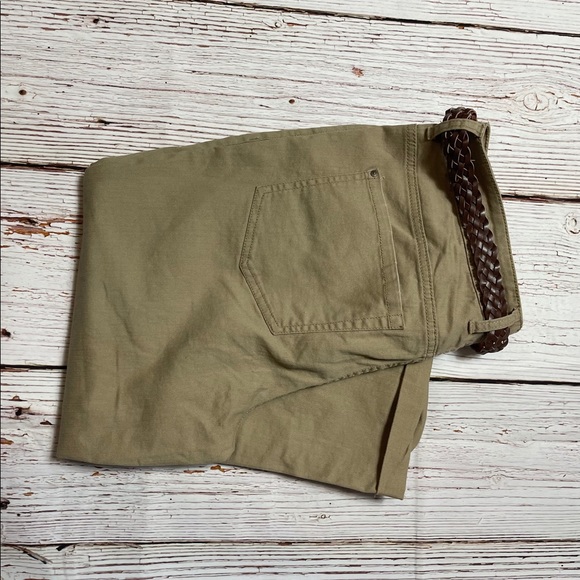 Kaki cropped Capri roll ups with belt - Picture 2 of 6